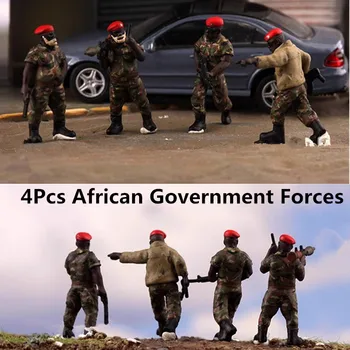 1:72 zmenšený Model 4 Ks Realistické Akčné Obrázok Africké Vlády Vojakov, Bábiky, Hračky DIY Scény Príslušenstvo Zber Displej