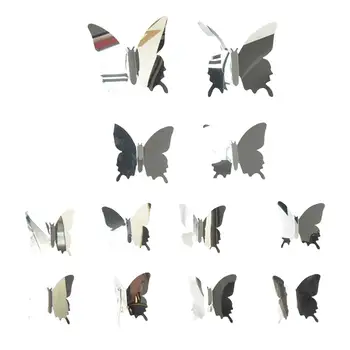 12Pcs Zrkadlo Motýle Nálepky Dekoračné Nálepky na Party Dekorácie