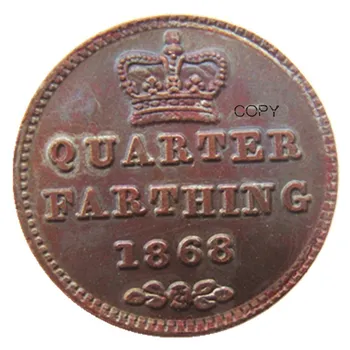 1868 UK Veľká Británia / Ceylon Victoria Štvrťroku Farthing Kópie mincí