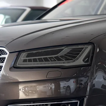 2 Ks Auto Svetlometu Ochranný Film samoliečby Transparentné Čierna TPU Nálepky Na Audi A8 D4 4H D5 4N S8 Roky 2014-2020 Príslušenstvo