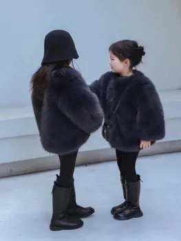 2023 Dievča na srsť srsť imitácia kožušiny kabát pribrala teplé baby plus cashmere zimné šaty temperament dievča, high-grade zmysel