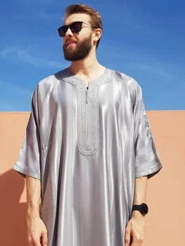 2023 Nový Štýl Oblečenie pre Mužov Moslimských Móda Na Blízkom Východe Dubaj India tvaru Krátky Rukáv Streak Casua Jubba Thobe