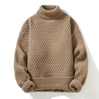2023 Zimné/Jeseň Turtleneck Kvalitné Módne Sweater Mens Príležitostných Voľné Teplé Svetre Mužov Pohodlné Farbou