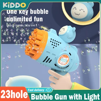23 otvory Bubliny Zbraň Stroj pre Deti Svetlo Bublina Raketomet Dúchadlo Mydlová Bublina Maker Letné Vonkajšie Deň Detí Dary