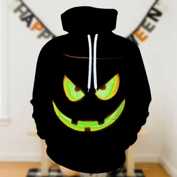 3D Digitálne Tlačené Nadrozmerné Hoodie Halloween Štýl Unisex Dlhý Rukáv Pulóver Šnúrkou Plus Veľkosť Hoodie Jednoduché Denné Oblečenie
