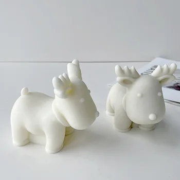 3D Vianočné Elk Silikónové Formy DIY Aromaterapia Sviečka Sadrové Ozdoby Plesne Vianočné Decration Tvorby