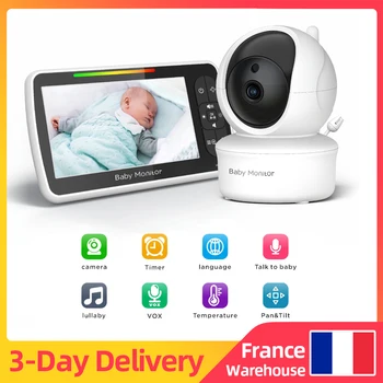 5 Palcový Veľký Displej Video Baby Monitor s Diaľkovým Pan-Tilt-Zoom Kamery a Zvuku Uspávanky Dve Spôsob, ako Hovoriť VOX Mód