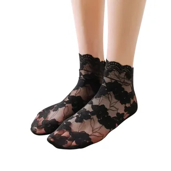 5 Párov Žien Neviditeľné Čipky Tenké Ponožky Dámy Čipky Loď Ponožky Lolita Dievčatá Duté Non-slip Plytké Transparentné Ponožky Meias