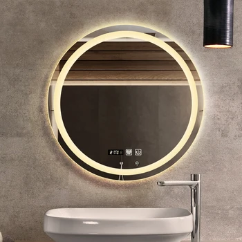 50 CM/60 cm Kola Inteligentný make-up Kúpeľňa Zrkadlo 3 Farby Nastaviteľné LED Svetlo Multi-Function S Demist Bluetooth Reproduktor
