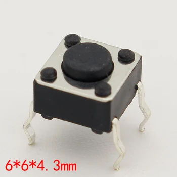 50pcs/veľa 6x6x4.3 MM 4PIN G89 Hmatové Takt Push Button Micro Switch Priame Plug-in Self-reset DIP Top Medi