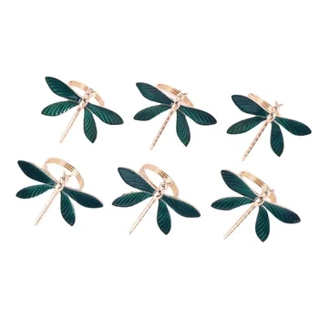 6 Ks Dragonfly Obrúsok Krúžok Obrúsok Krúžok pre Svadobné Jedálenský Stôl Strán, na Každodenné Použitie, Vianoce, deň Vďakyvzdania Tabuľka Dekor Atď