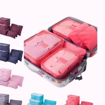 6 kusov prenosných batožiny balenie kocky Kufor Puzdro Unisex Multifunkčné Balenie Nepremokavé Tašky Prenosné Batožiny Organizátor
