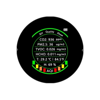 7 V 1 Kvalita Ovzdušia Meter PM2.5 CO2 TVOC HCHO AQI Teplota Oxidu Uhličitého Detektor Alarm Prah