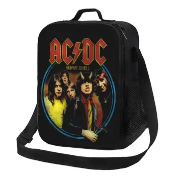AC DC Rock And Roll Izolované Obed Taška pre Ženy Austrálskej Kapely Star Tepelnej Chladnejšie Lunch Box Pláži Camping Cestovanie
