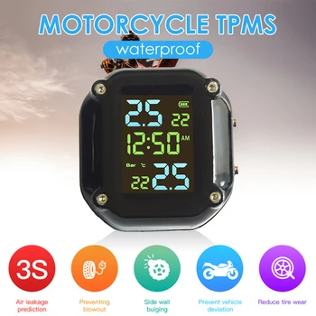 Bezdrôtové TPMS Motocyklových Pneumatík, Teplotný Alarm Senzor, USB Nabíjanie LCD Displej Sledovanie Tlaku v Pneumatikách Systém Externého Snímača