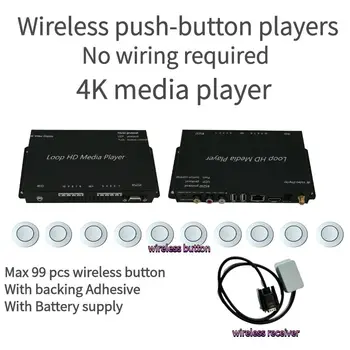 Bezdrôtové push-tlačidlo media player aktivácii bez kábel 50M control video reklamné displeja prístroja