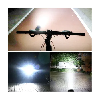 Bicykel Predné Svetlá 2400Mah Super USB Nabíjateľné Nastaviť LED Bike Mount Svetlá Nepremokavé Svetlometu Flashligh Horn