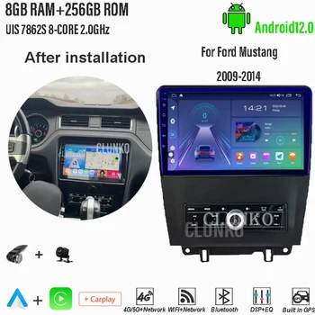 Clunko Pre Ford Mustang 2009 - 2014 Android autorádia Stereo Tesla Obrazovke Multimediálny Prehrávač Carplay Auto 8G+256G 4G Bluetooth