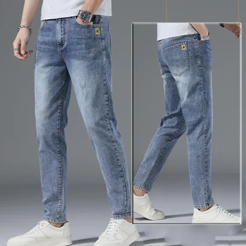 Denim Jeans pánske Slim Fit Bežné Dlhé Nohavice Nohy Móda Jar Elastické Nové Módne Značky Mužov