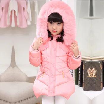 Dievčatá Zimné Pribrala Teplé Vlny Golier s Kapucňou bavlna Bundy Kabát 3-10 Rokov kórejská verzia Nové Módne detské oblečenie