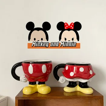 Disney Anime Mickey Mouse, Minnie Postavy Cartoon Tvorivé Veľkú Kapacitu Pár Keramiky Pohár Ploche Dekorácie Darček Pre Deti