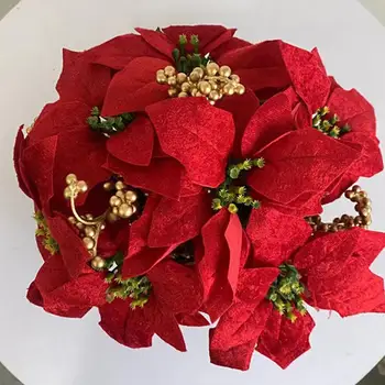 Domáce Dekorácie Kvet Realistické Vianočné Črepníkové Červené Kvety Opakovane Dovolenku Dekorácie pre Počítače Vianoce Strany Umelé