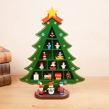 Drevené Vianočný Strom Ornament Deti DIY Darčeky na Vianoce, Nový Rok, Stolné Dekorácie Domov Okno Shop Dekor Dodávky