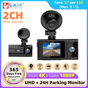 EKIY M600 Dash Cam 2 Spôsob 4K+1080P Auto Dashcam s Externým GPS Car DVR Jazdy Video Rekordér 24H Parkovanie Monitor, WiFi, Fotoaparát
