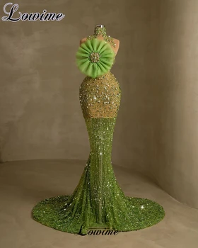 Elegantný Zelený Morská Víla Celebrity Šaty Pre Ženy 2023 Ilúzia Bez Rukávov Sexy Večerné Šaty Hosť Kostýmy Vestidos De Gala