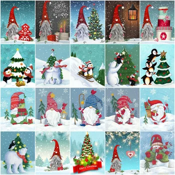 HUACAN Farebnosť Podľa Čísel Santa Claus Cartoon Vianočný Darček Kresby Na Plátne, Obrázky, Domáce Dekorácie DIY Rám