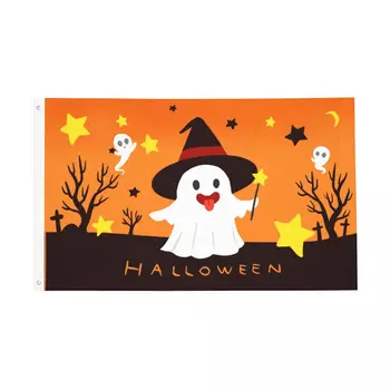 Halloween Roztomilý Ghost Vlajky Obojstranný Indoor Outdoor Banner Všetkých Poveternostných Domov Izba Koľaji Stenu Decor