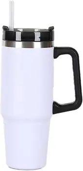 Izolované Káva, 1200ML Nerezový veľkokapacitný Moderné Vákuovo Izolované Káva Hrnček s Vekom a Slamy, 40oz Prenosné Lea