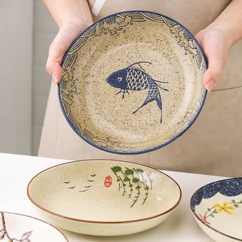 Japonský Starožitné Keramické Platne pre Domácnosť Riad Porcelánu Večera Dosky Kapor Večera Súbor Dosky a Jedál