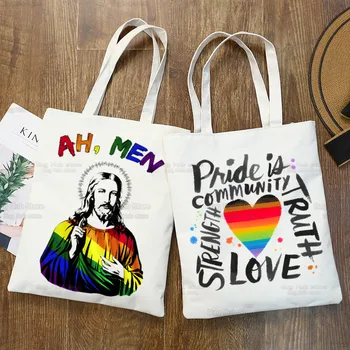 Ježiš Zábavné LGBT Ženy Package Plátené tašky Lesbičky, Homosexuáli, Bisexuáli Kabelky Rainbow Tašky cez Rameno, Nákupné Dievčatá Pride Kabelka