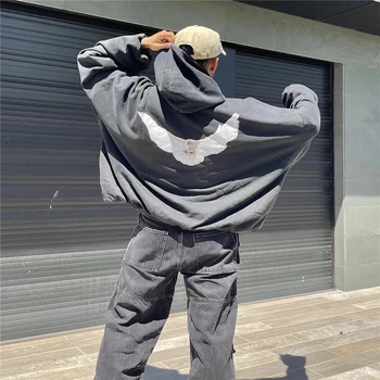 Kanye West DOVE YZY ťažké tkaniny s kapucňou, muži a ženy, nadrozmerné unisex pulóver pár tričko