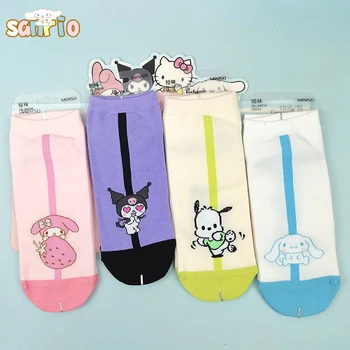 Kawaii Sanrio Cinnamoroll Kuromi Jarné a Letné Dievčenské Ponožky Anime Moje Melódie Bežné Potu Priedušné Ponožky detské Ponožky
