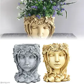 Kvetináč Živice Váza Bohyne Kvetináče Hlavu ženskú Tvár Sochy Váza Ozdoba Stola Decor Art Domova Príslušenstvo
