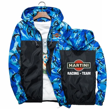 Martini Racing Vytlačené Mužov Vojenskej Windbreaker Bunda Kamufláž Patchwork Coats Streetwear Módy Camo Vysoko Kvalitné Oblečenie