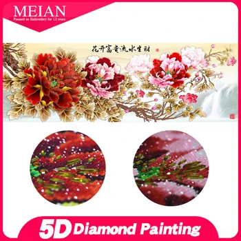 Meian 5d diy diamond maľovanie pivónia kvet Drahokamu Crystal Vŕtačky Diamantové Výšivky Špeciálne Tvarované Diamond Mozaiky Domova