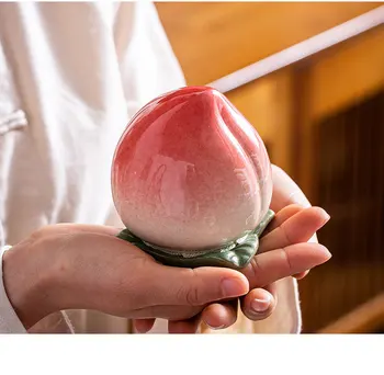 Mini Simulácia Keramické Peach Tea Jar Zapečatené Jar Čistý Celebrity Tvorivé Fushou Ankang Ornament Čaj Môže
