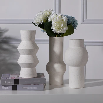 Moderné biela farba hliny, keramické vázy, pre domáce dekorácie domova položka tabuľky top keramické obývacia izba domova nordic váza