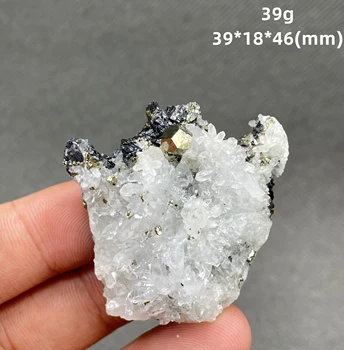 NAJLEPŠIE! Prírodný 39g pyritom a white crystal Symbiotic minerálne vzor Kamene a kryštály Liečivý kryštál