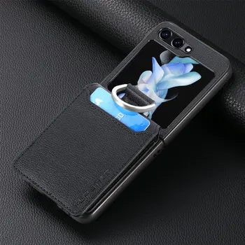 Najlepšiu Ochranu Peňaženky obal pre Samsung Galaxy Z Flip 5 Flip4 Flip3 Flip5 Flip 3 4 5 G Prst Prsteň je v Slote Karty Držiteľ Leathe Prípadoch
