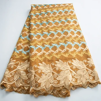 Nigérijský Čipky Textílie 2023 Vysokej Kvality 5 Dvore Afriky Suchá Bavlna Čipky Vyšívané Textílie S Kamene Pre Ženy Party Šaty A3390