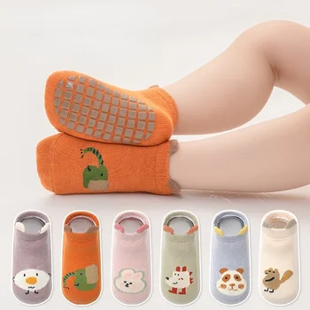 Novorodenca Jeseň a v Zime trojrozmerný Karikatúra Low-top Loď Ponožky Baby Ponožky protišmykové Podlahy Ponožky