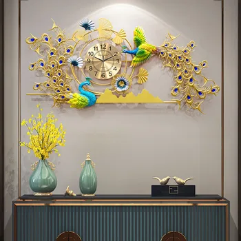 Peacock Moderné Nástenné Hodiny Visí Veľký Zlato Nordic Nástenné Hodiny Obývacia Izba Dizajn Reloj Porovnanie Decorativo Domáce Zdobenie Položiek