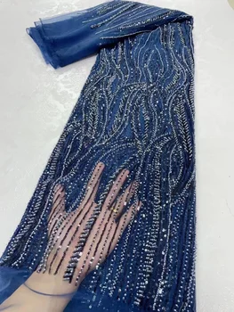 Perlové Čipky Textílie Luxusné Nový Príchod Vysokej Kvality 2023 Francúzsky Sequin Tylu Oka Biele Svadobné Lesk Postupnosť Čisté Krištáľovo Korálky