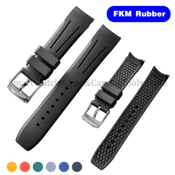 Premium FKM Gumy Popruh pre Seiko 20 mm 22 mm Univerzálny Arc Konci Vodotesný, Prachotesný Šport Fluóru Gumy Watchband pre Rolex