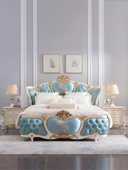 Royal francúzsky luxusný nábytok high-grade Európskej handričkou posteľ z masívu princezná posteľ spálňa queen bed