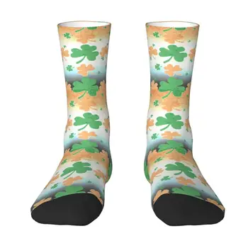 Shamrocks V Núdzi Írsky Vlajky Posádky Ponožky Pánske Unisex Kawaii Írsko Jar Leto Jeseň Zima Šaty Ponožky